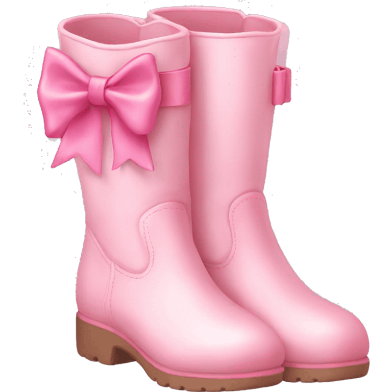 pastel pink boots with pink bow emoji