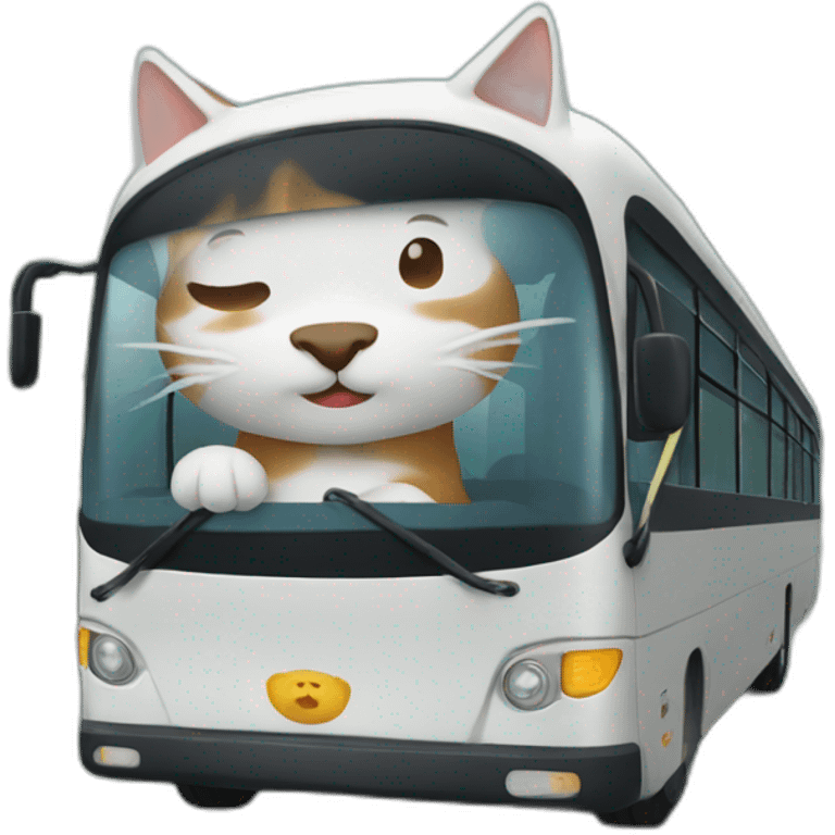 Gato conduciendo autobus emoji