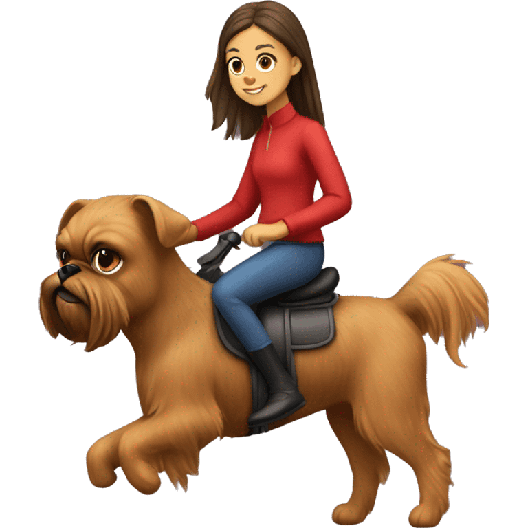 Girl riding on a Brussels griffon  emoji