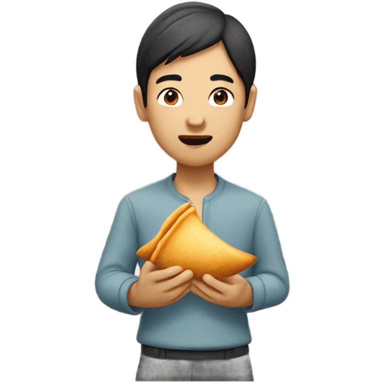 Asain with fortune cookie emoji