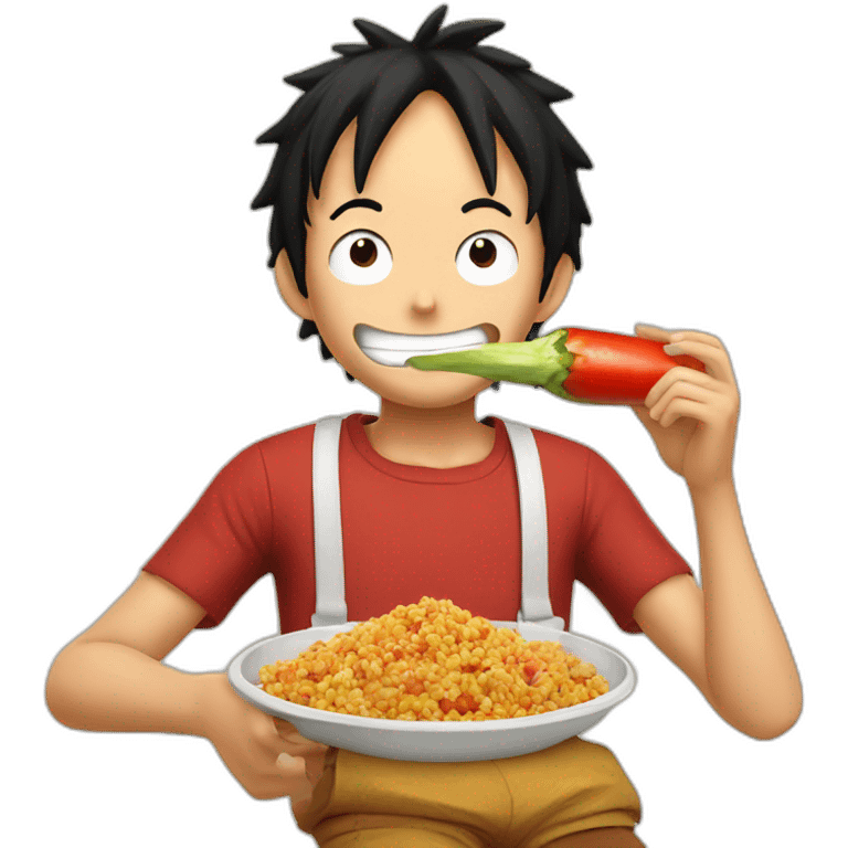 Luffy eating a tajin emoji