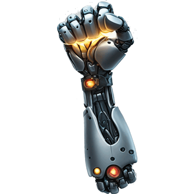 Cyborg arm with shock flexing bicep emoji