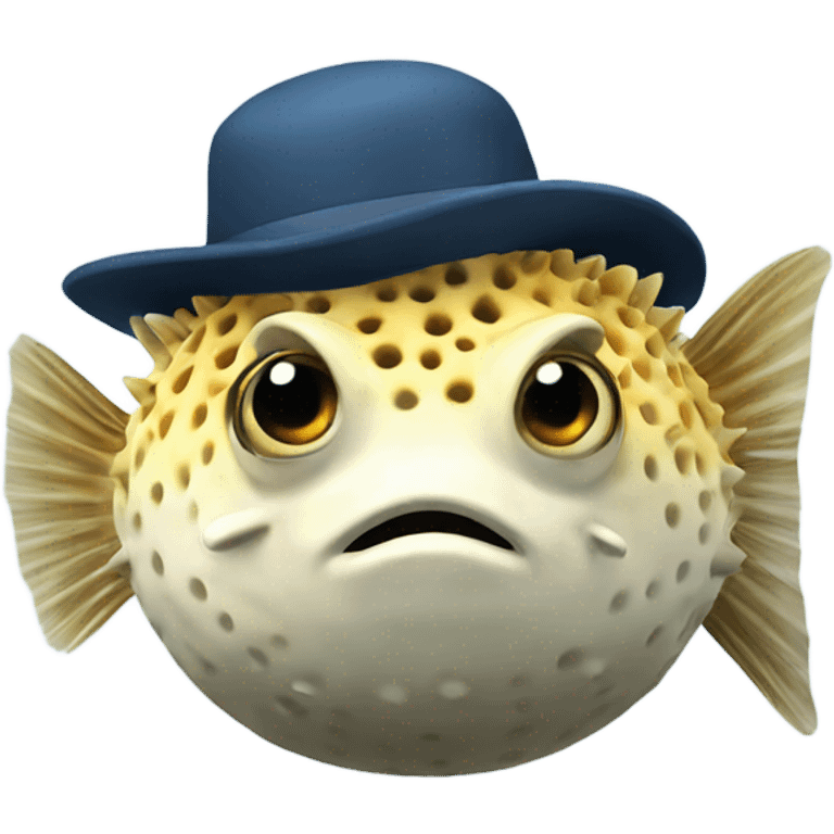 Pufferfish with a hat emoji