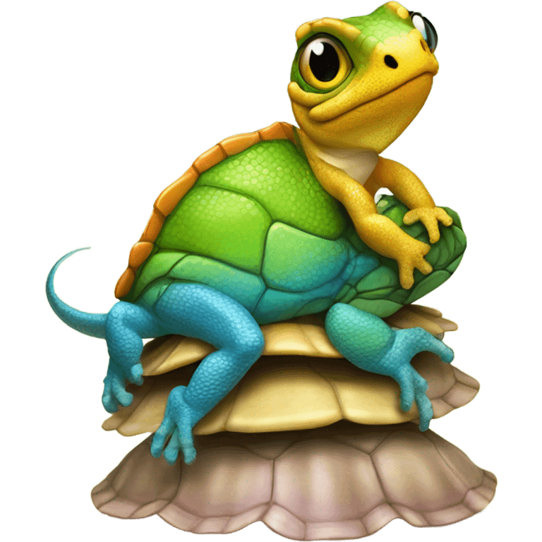 lizard riding a turtle  emoji