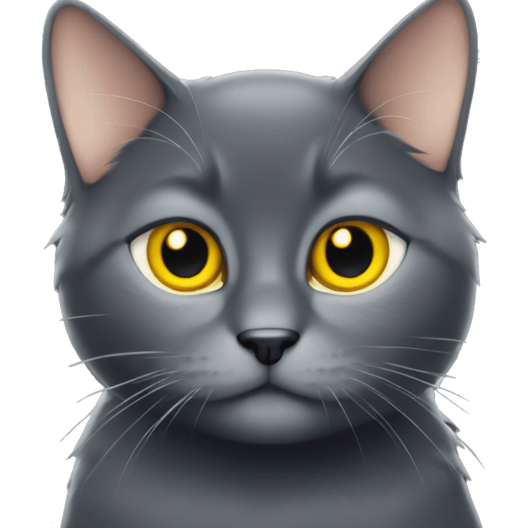 Cute Black cat with yellow eyes emoji