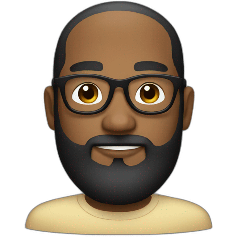 designer with black specs, black beard, brown skin, oval face emoji