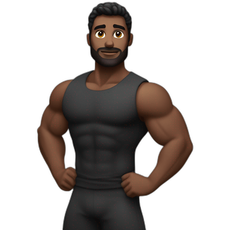 Homme noir musclé qui fait la pose d’apollon emoji