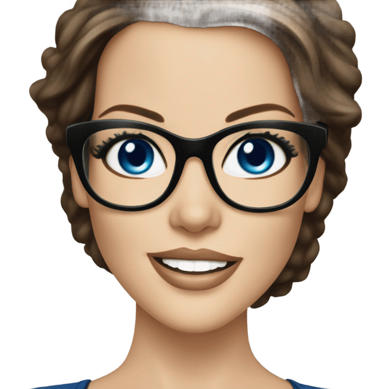 Kate Beckinsale, glasses, blue eyes happy elegant model  emoji