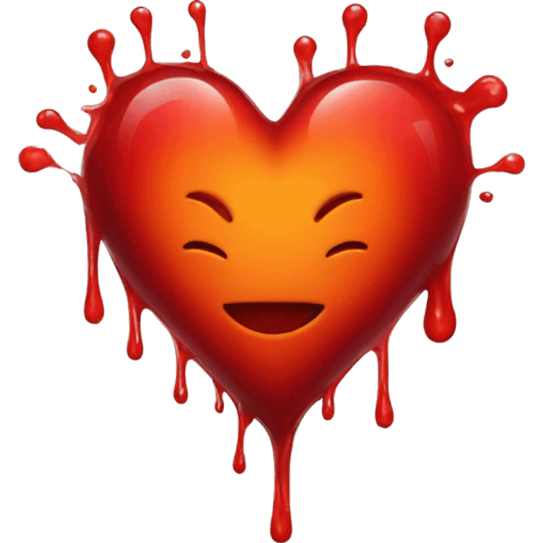 bleeding red heart shape glowing red-orange emoji