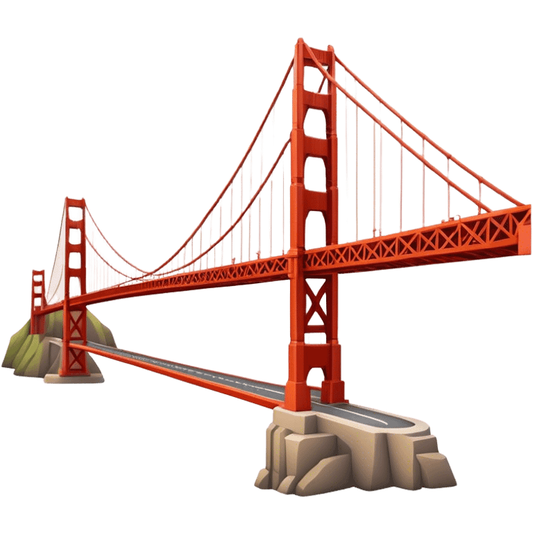 Cinematic Realistic Golden Gate Bridge Landmark Emoji, depicted with the iconic suspension bridge rendered with rich detail and vibrant, dynamic lighting. emoji