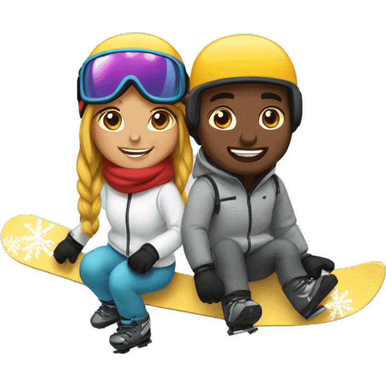 Snowboarding couple emoji