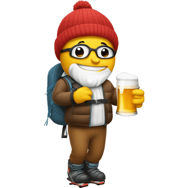 Skiing while holding a beer emoji