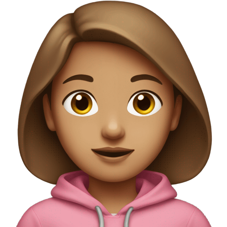 Girl with Brown haut and a pink hoddie  emoji