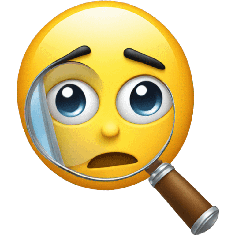 an emoji with a magnifying glass looking for something and thinking emoji