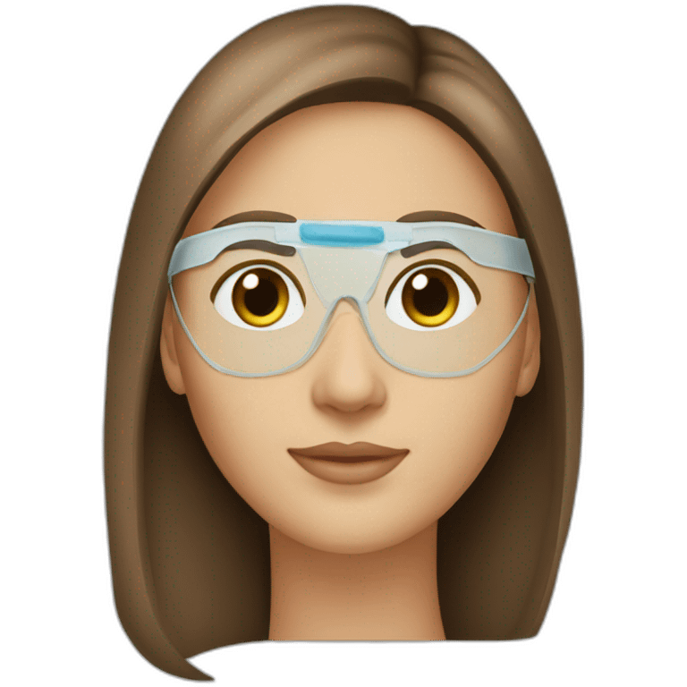 lasik eye surgery mask with brown straight hair emoji