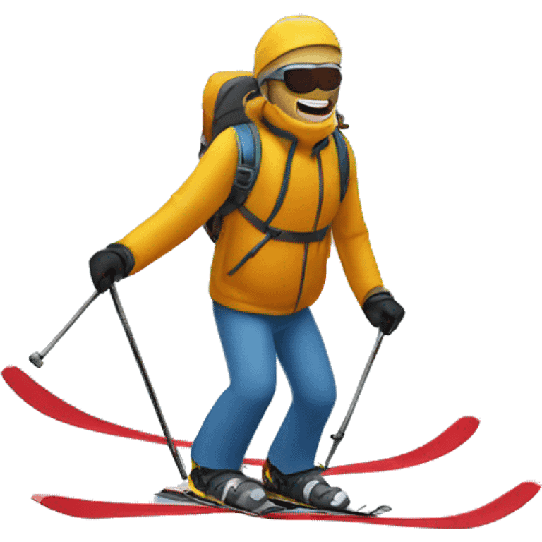 snow mountain with skiing man emoji