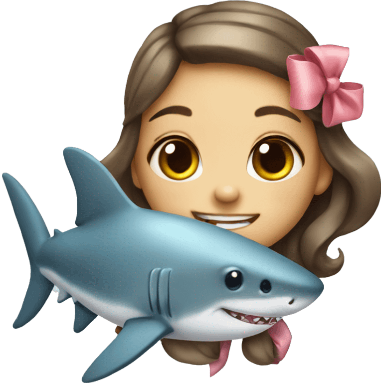 Cute girl shark with bow emoji