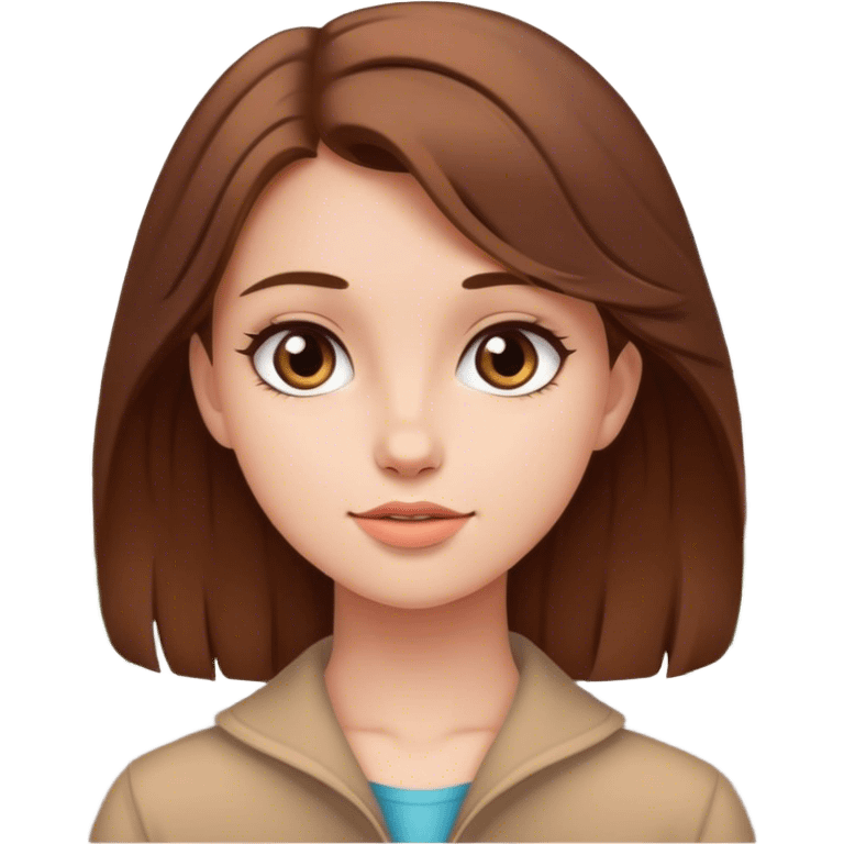 Cute girl with brown hair in city emoji