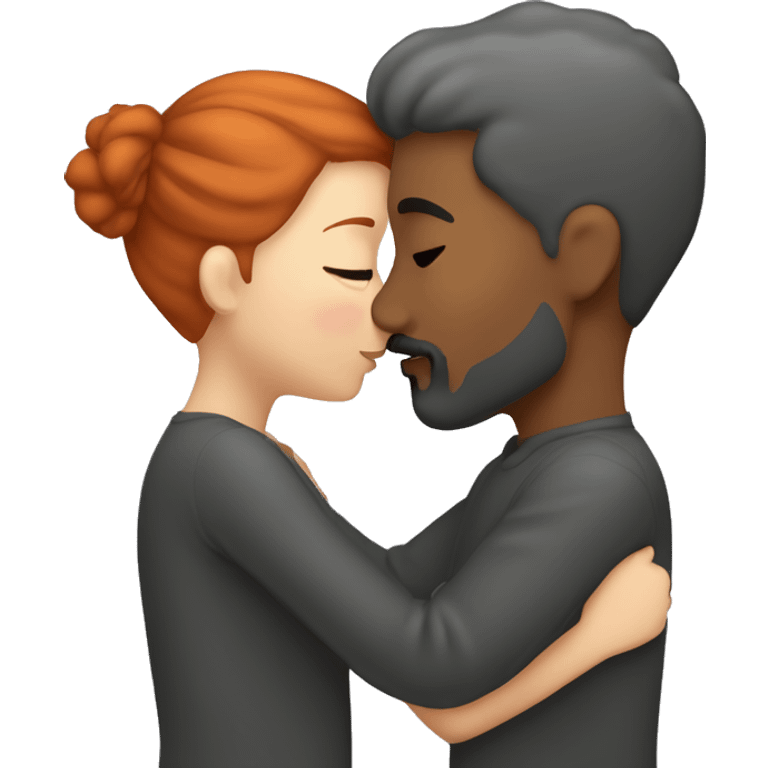 redhead kissing her boyfriend with dark gray hair and a goatee Hair emoji