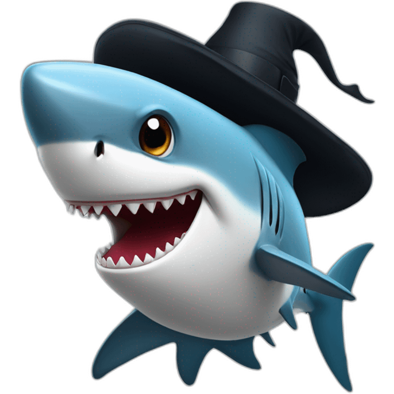 Shark with a top hat emoji