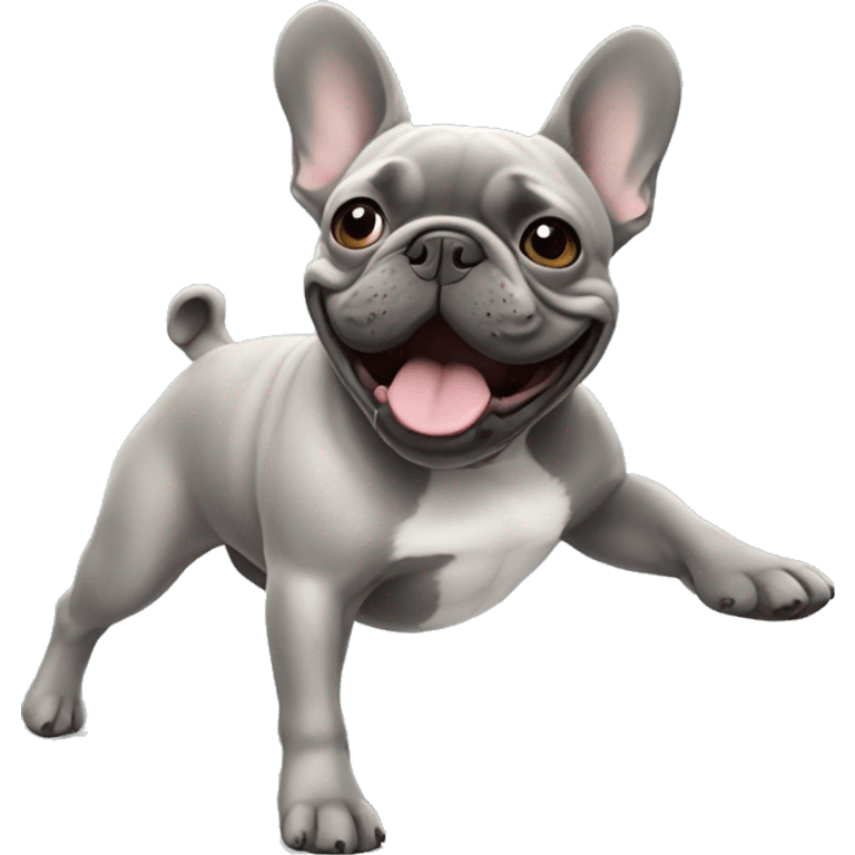 grey french bulldog dancing  emoji