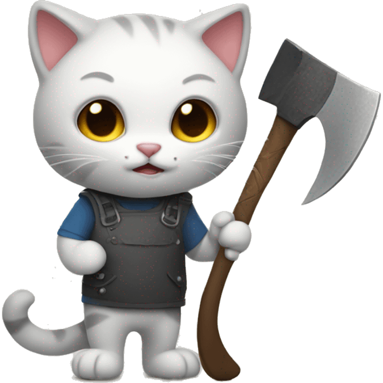 Kitty holding axe emoji