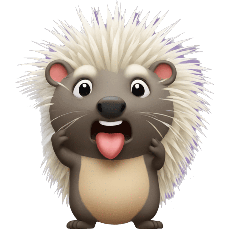 Porcupine blowing a kiss emoji