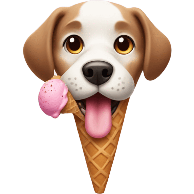 Dog eating ice cream.  emoji