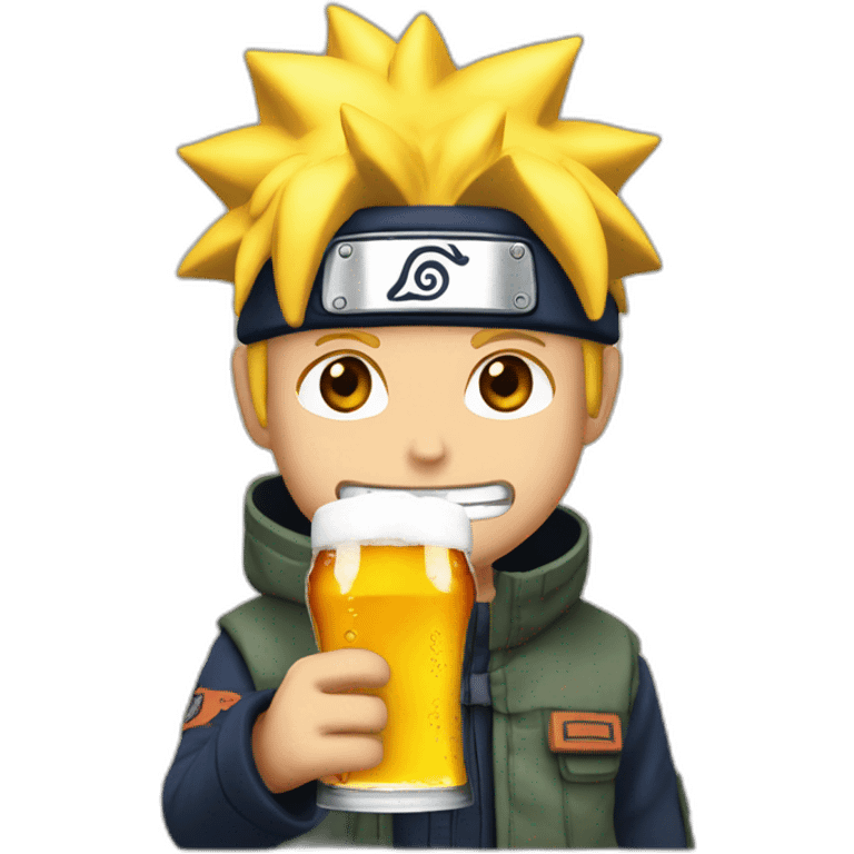 Naruto buvant une bière emoji