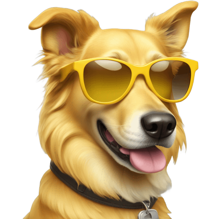 Yellow dog wearing sunglasses  emoji