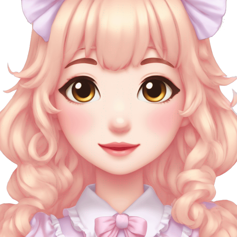 Shiny Blushing Cute Kawaii Beautiful Pastel Lolita Anime Catgirl Trending Style Cottagecore Pastelcore  full body emoji