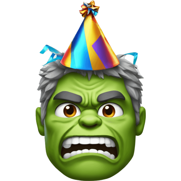 Incredible Hulk with a party hat emoji