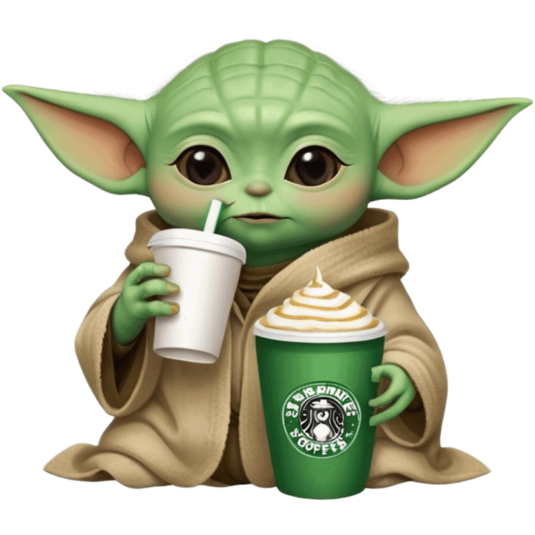 Baby yoda drinking starbucks emoji