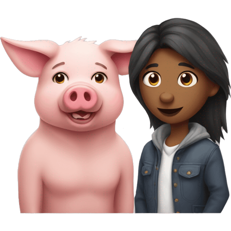 Pig and wolf in love emoji