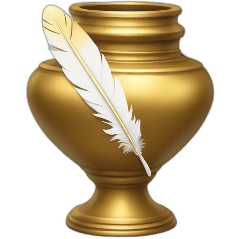 gold inkpot white feather emoji