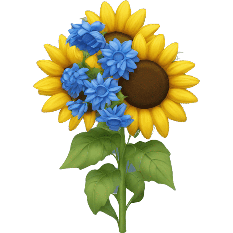 Sunflower and blue bonnet bouquet  emoji