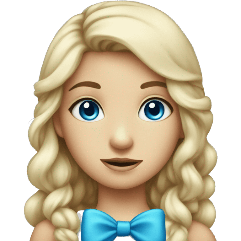 blue-eyed girl with bow emoji