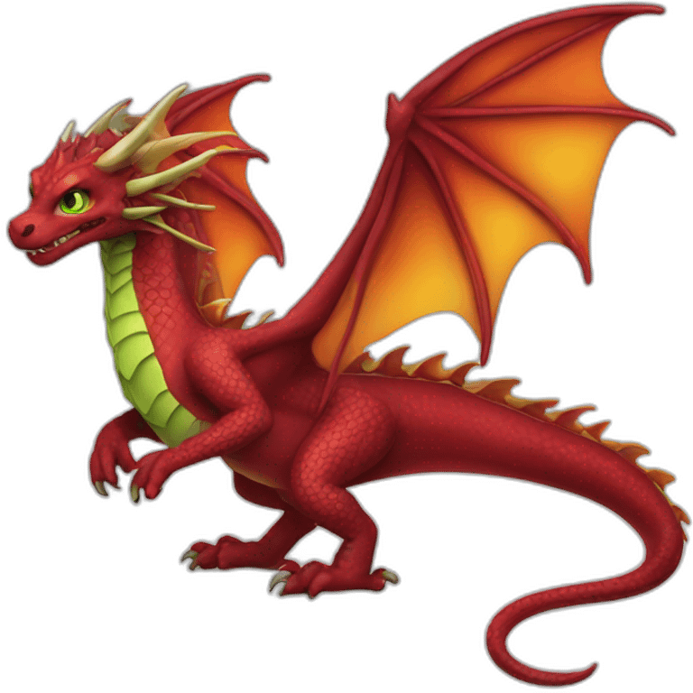 Fire Burgundy dragon with green eyes emoji