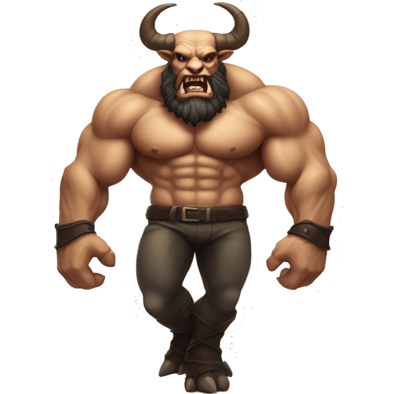  a muscular, demonic-looking bull-like creature, with beard and horns.  emoji