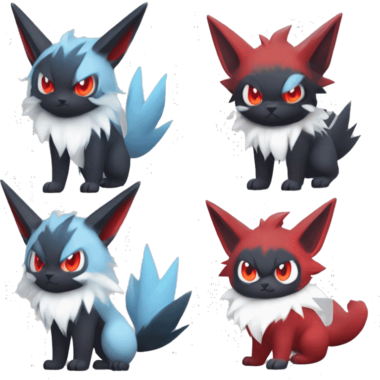 Edgy Cool Kawaii Litten-Absol-Zorua-Zangoose-Pokémon Full Body emoji