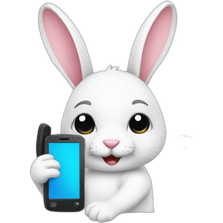 white rabbit with phone emoji