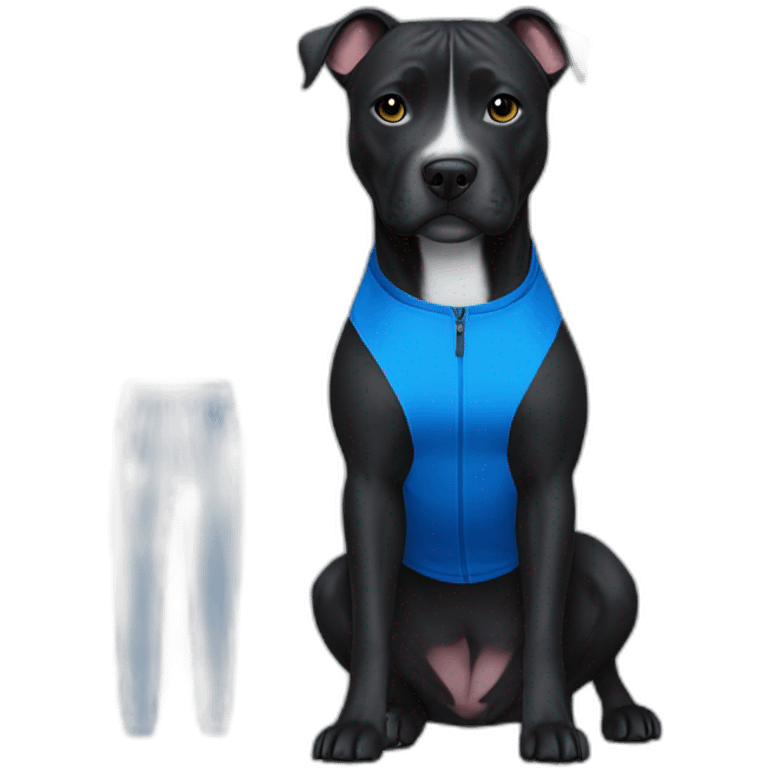 Black Staffy wearing blue sport clothes  emoji