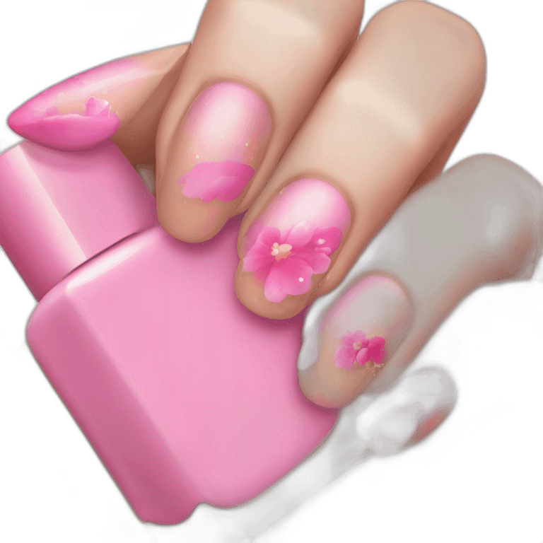 uñas pintadas de color rosa emoji