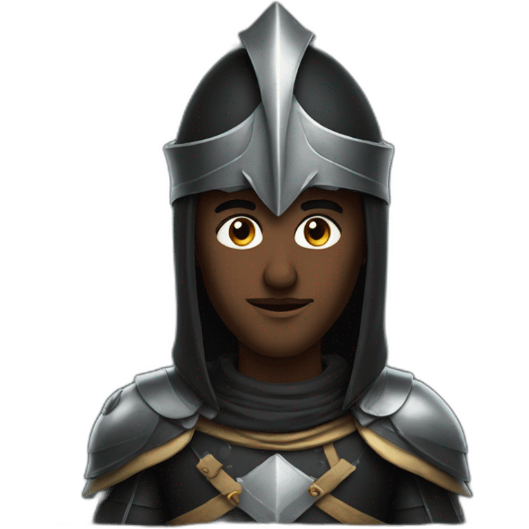 Black knight with sharp Arabic features wearing turban emoji