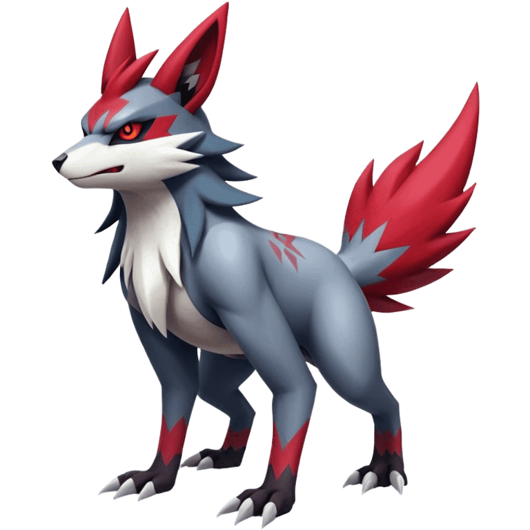 Edgy Cool Beautiful Zangoose-Zoroark, full body emoji