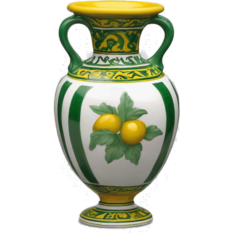 Deruta vase white green and yellow small emoji