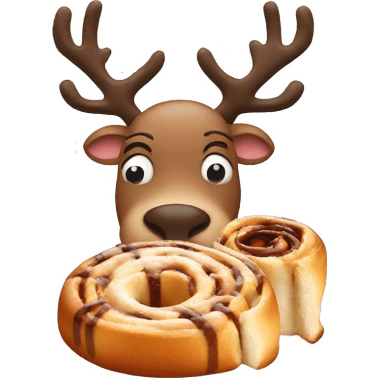 Reindeer eating a cinnamon roll emoji