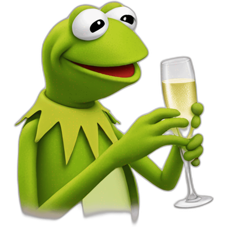 Kermit qui boit du champagne emoji