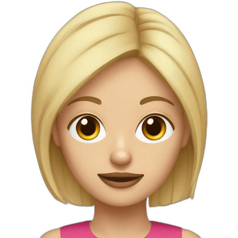 mujer rubia de pelo muy  corto con perro Chihuahua en los brazos emoji