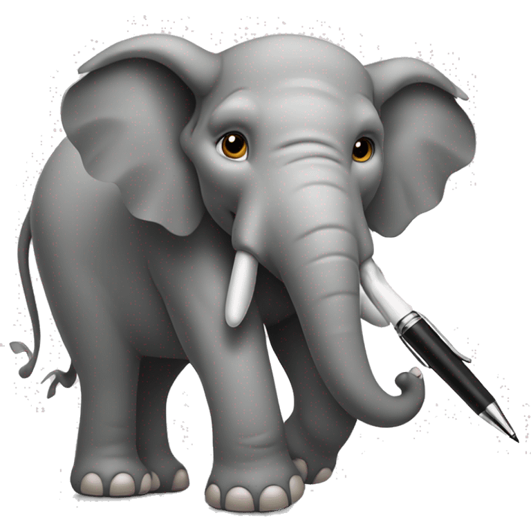 An elephant with claws and a sharp teeth and a pen emoji